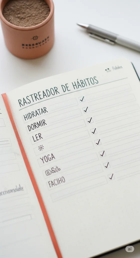 Página de bullet journal com checklist de tarefas organizadas.
