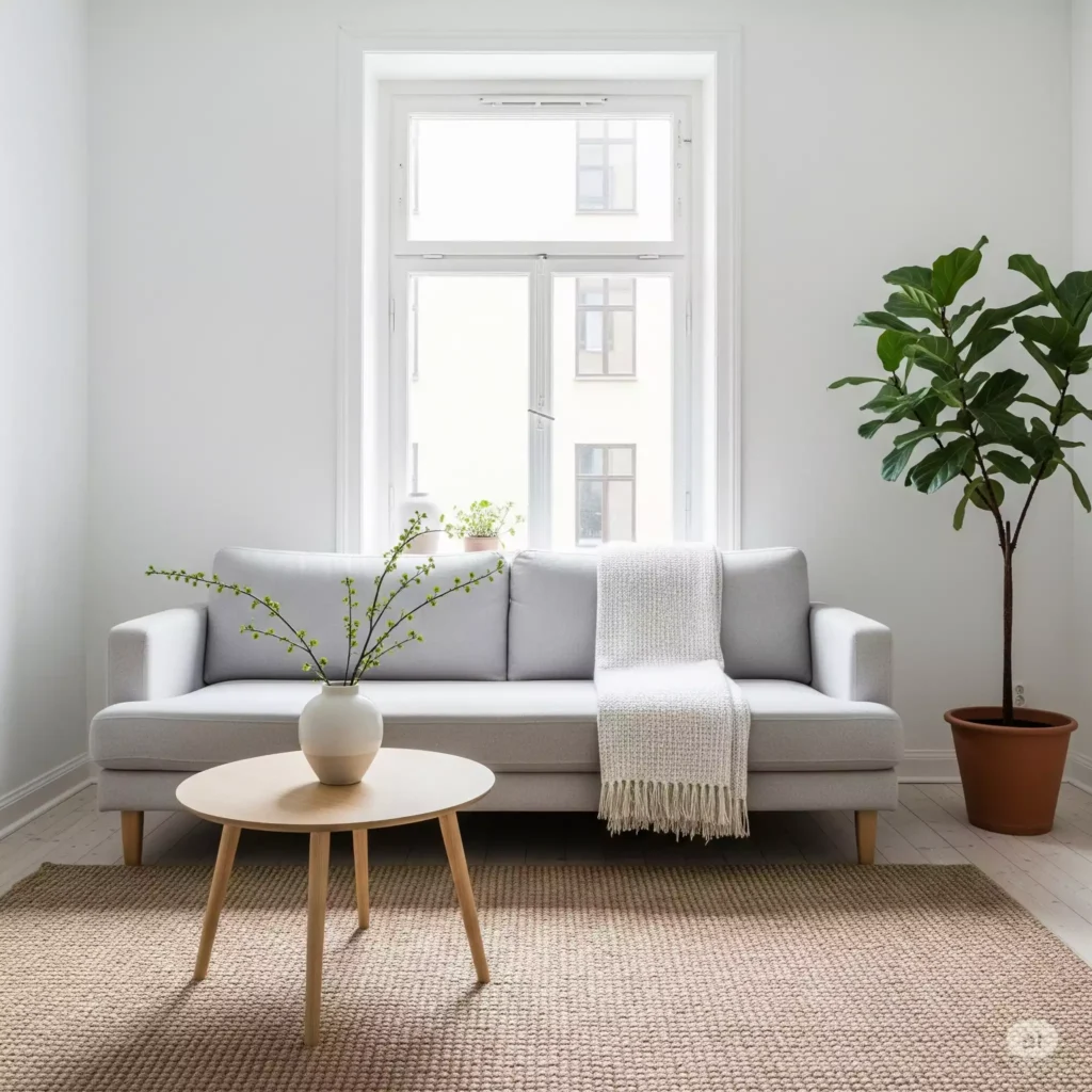Viver com menos - sala minimalista, acolhedora