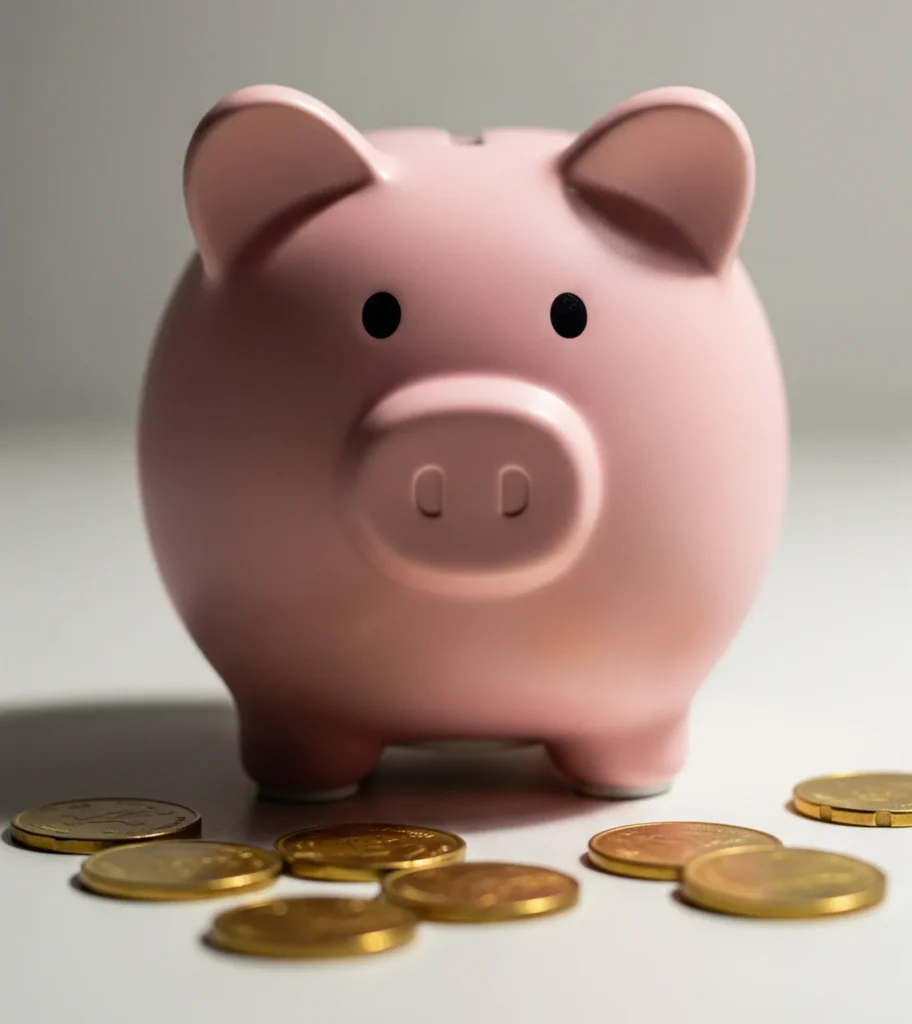 Cofrinho e moedas simbolizando economia financeira