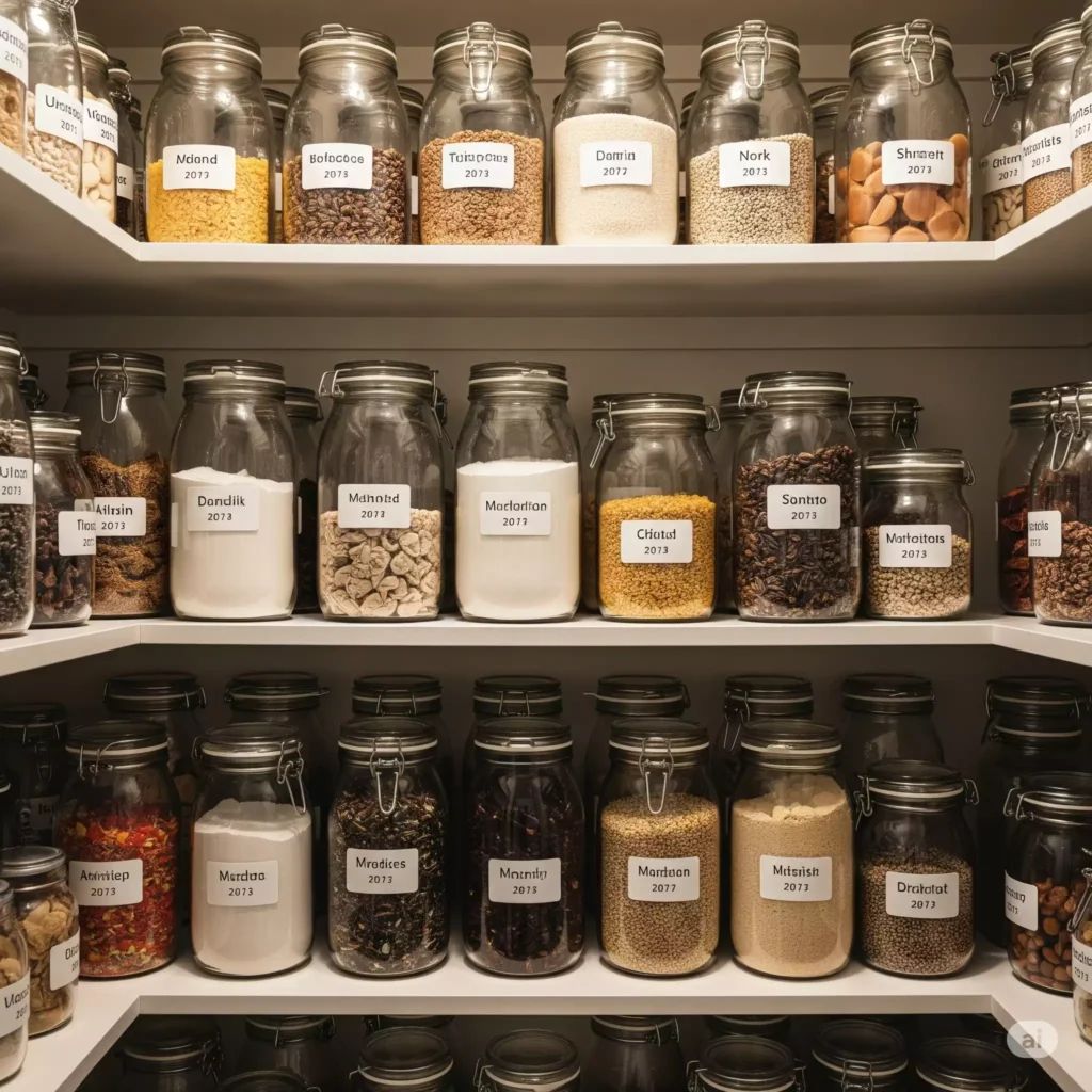 Como organizar a cozinha? Potes etiquetados são uma boa opção.