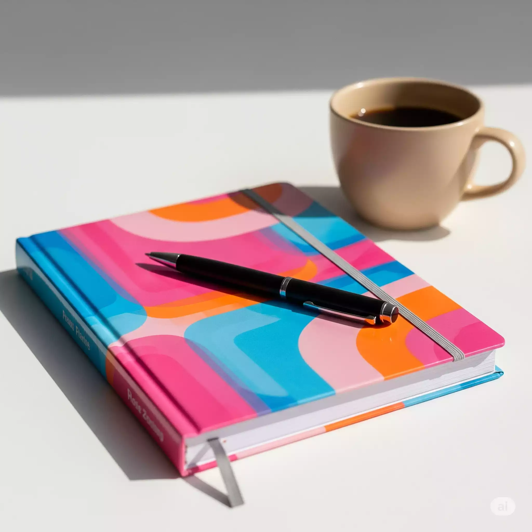 Xícara de chá ao lado de planner aberto para ano produtivo