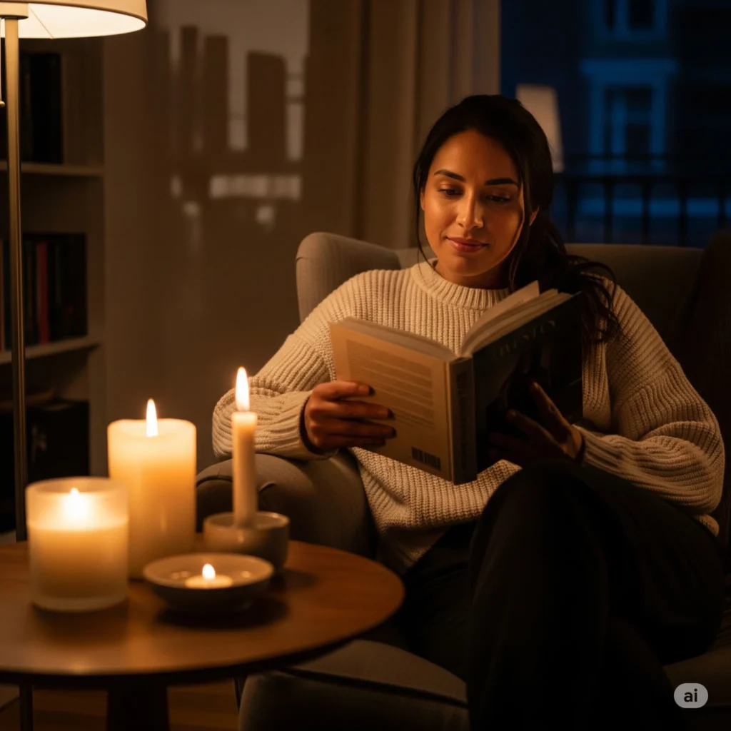 Praticar o autocuidado - mulher em seu momento de leitura.