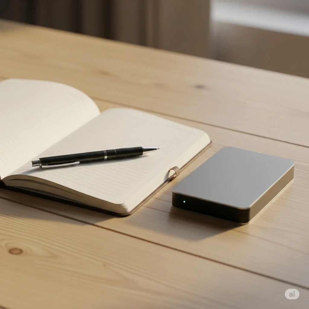 Backup de arquivos digitais em HD externo como parte do checklist organização digital
