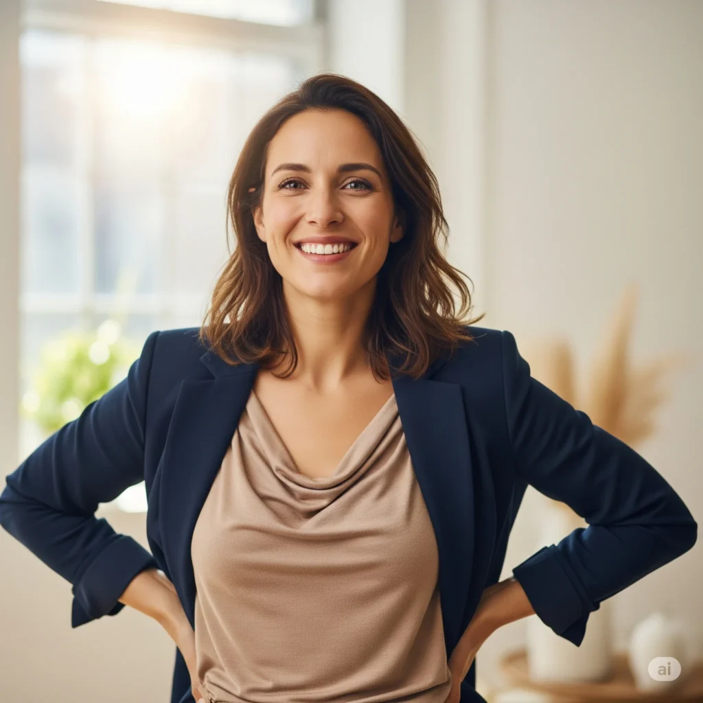 como aumentar a confiança em si mesmo - mulher sorrindo diante do espelho