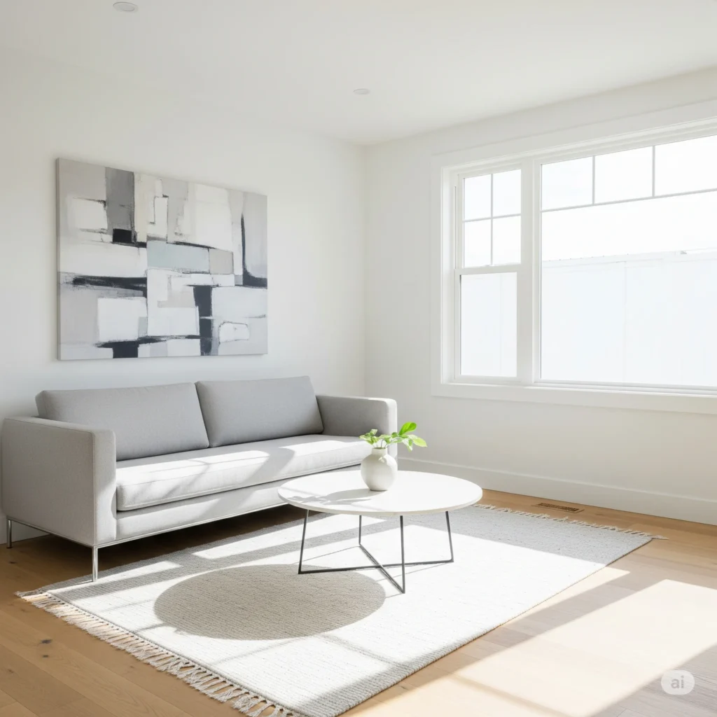 Sala minimalista e organizada após processo de desapego consciente