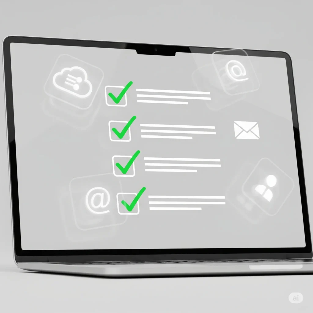 Checklist digital mostrando etapas do kit digital