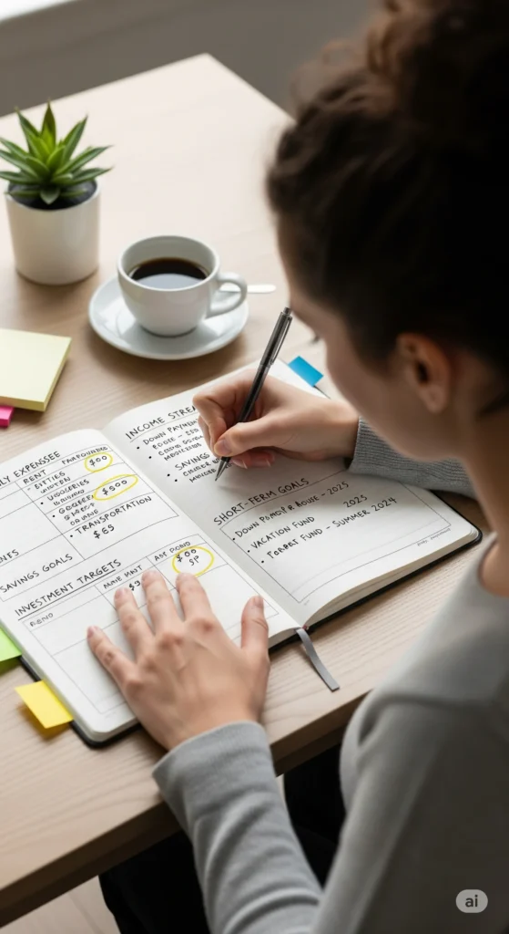 Caderno de finanças como modelo de planejamento de contas manual.
