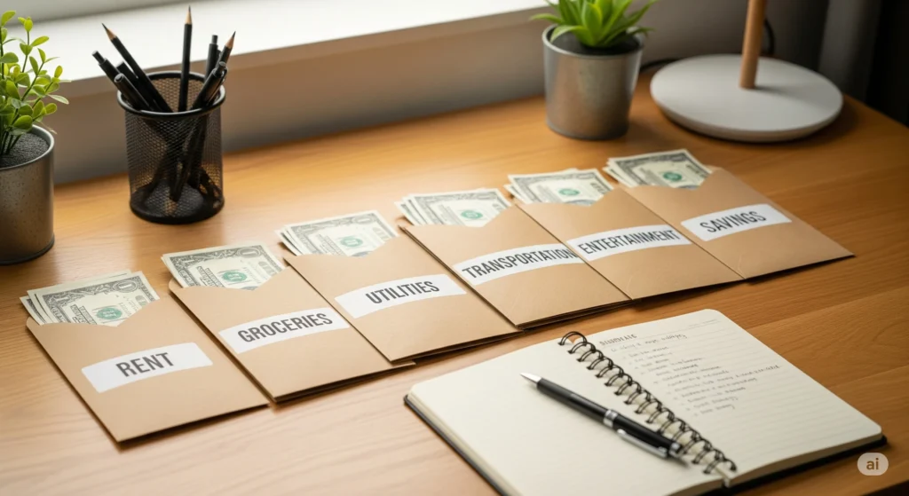 Método dos envelopes aplicado como modelo de planejamento de contas visual.