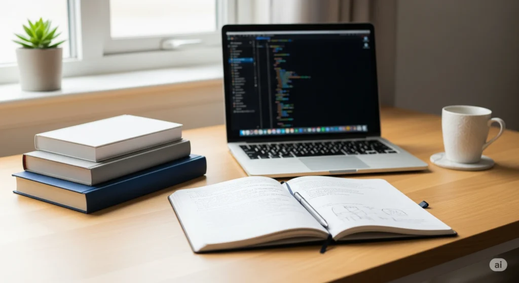organização de estudos - Mesa organizada com materiais de estudo