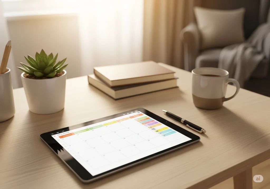 Planner digital e lista de tarefas para organização do dia