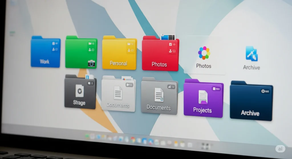 pastas organizadas no computador com organização digital