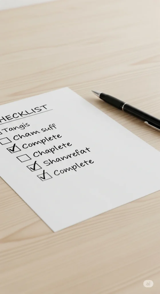 checklist com passos para organização minimalista