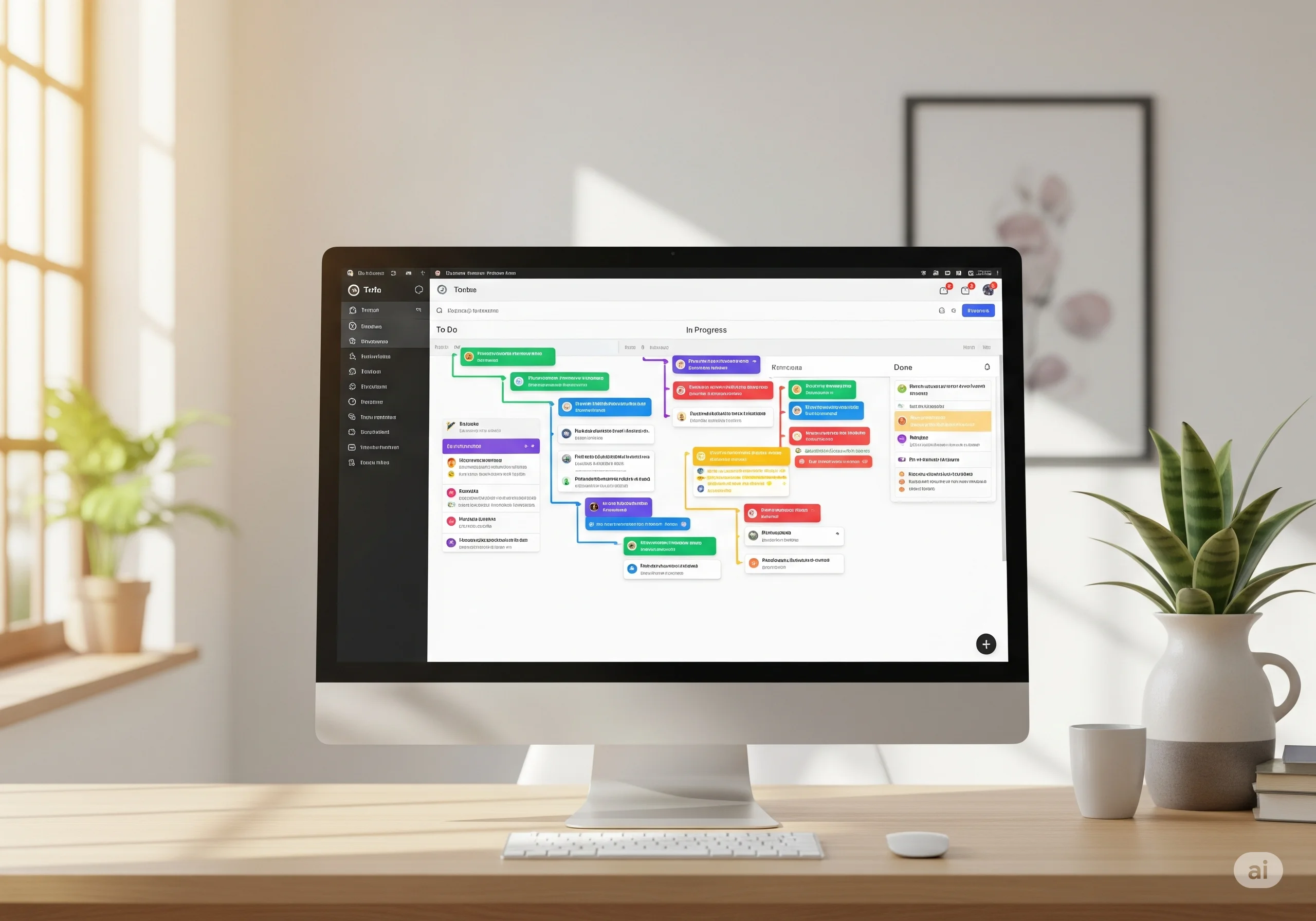 Quadro Kanban digital para organização de tarefas