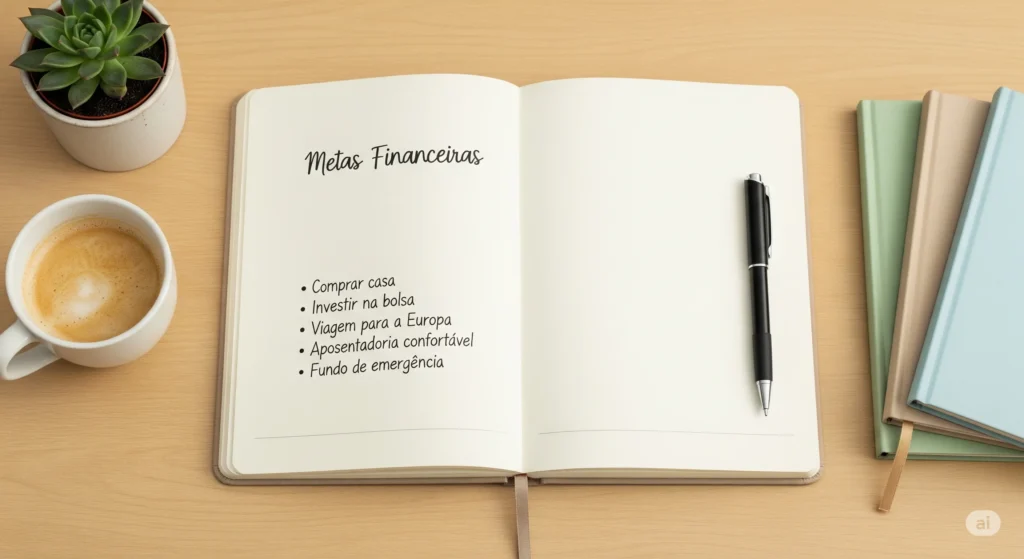 Planejamento Anual - planner aberto com anotações