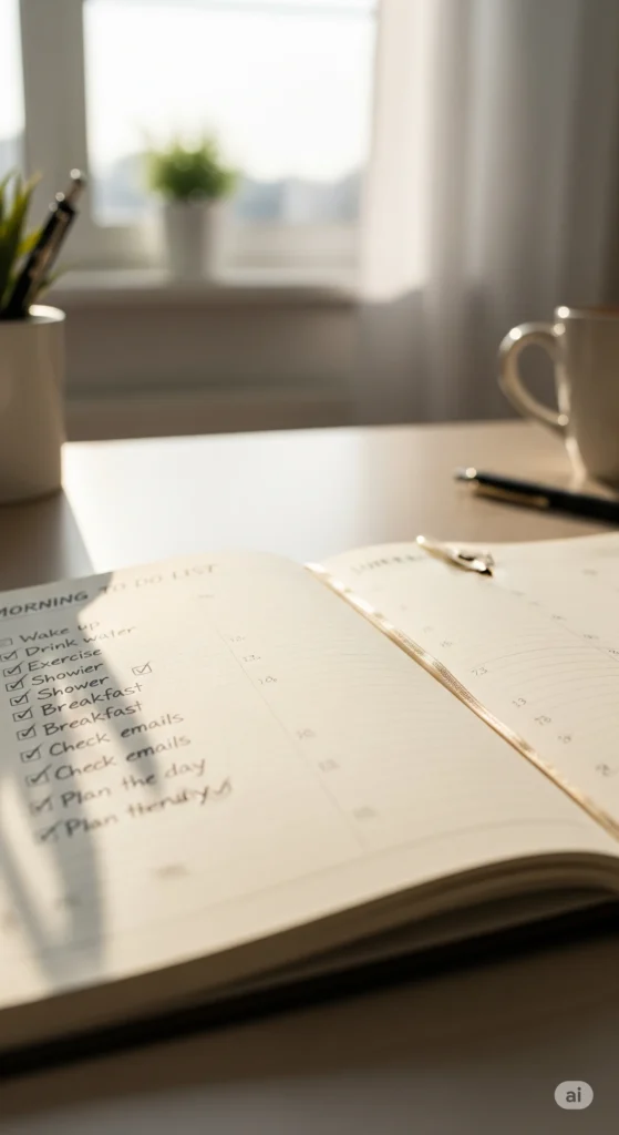 rotina matinal -Planner usado para organizar tarefas