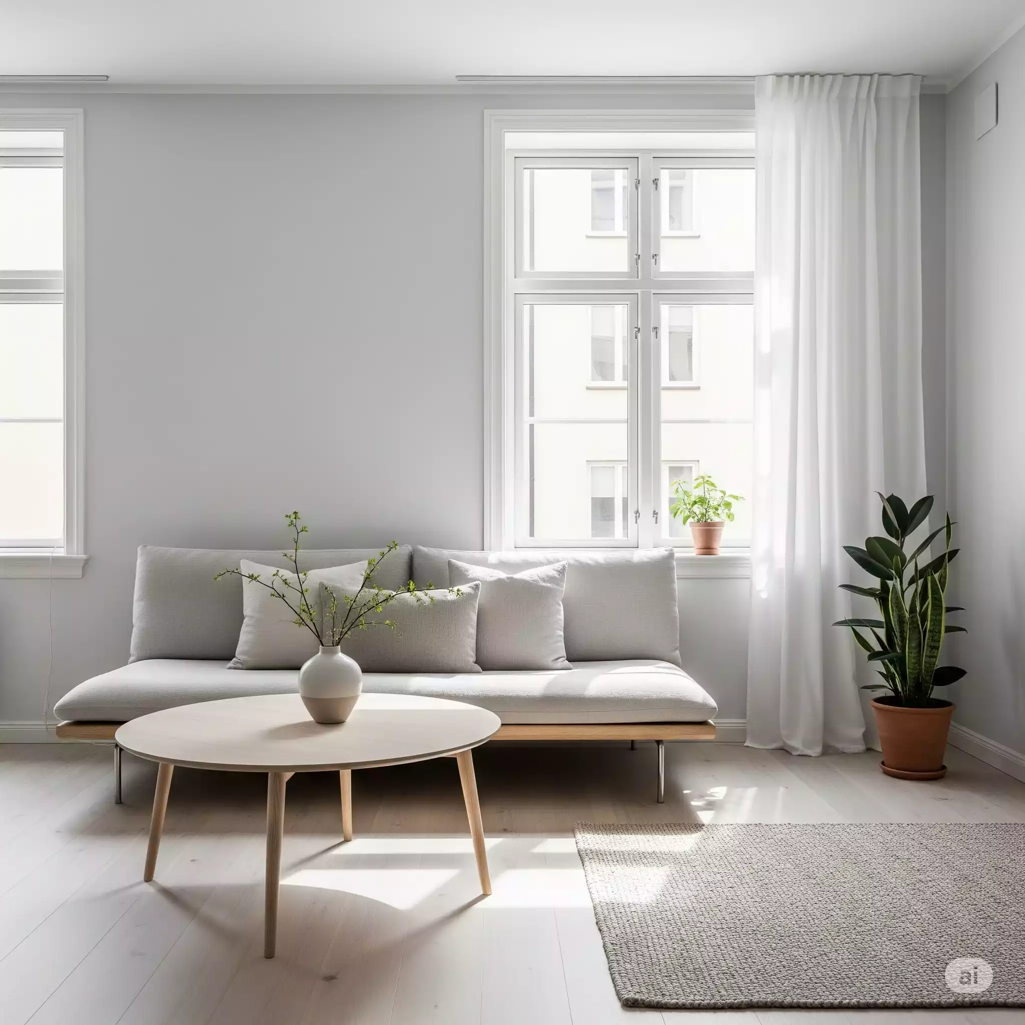 Casa minimalista - Sala minimalista com cores neutras e iluminação natural