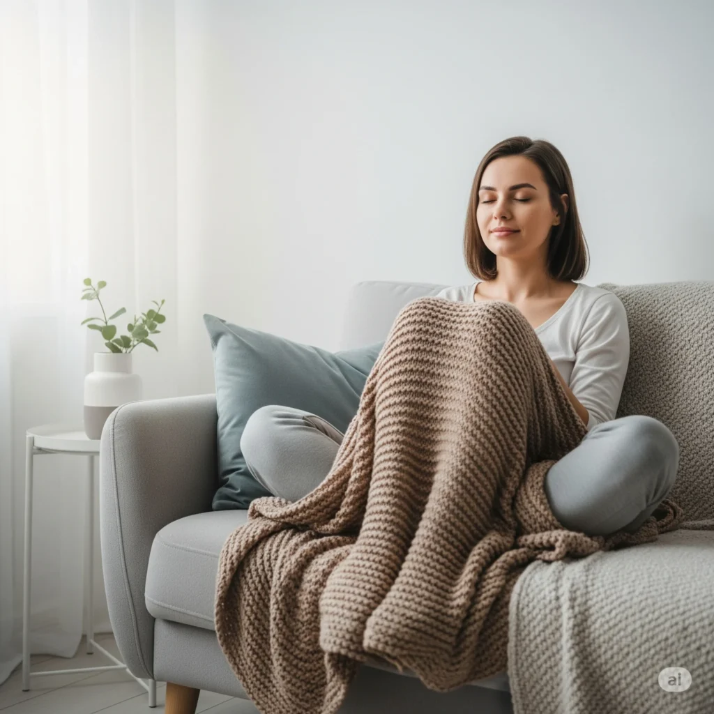 técnicas para reduzir o estresse - mulher relaxando no sofá