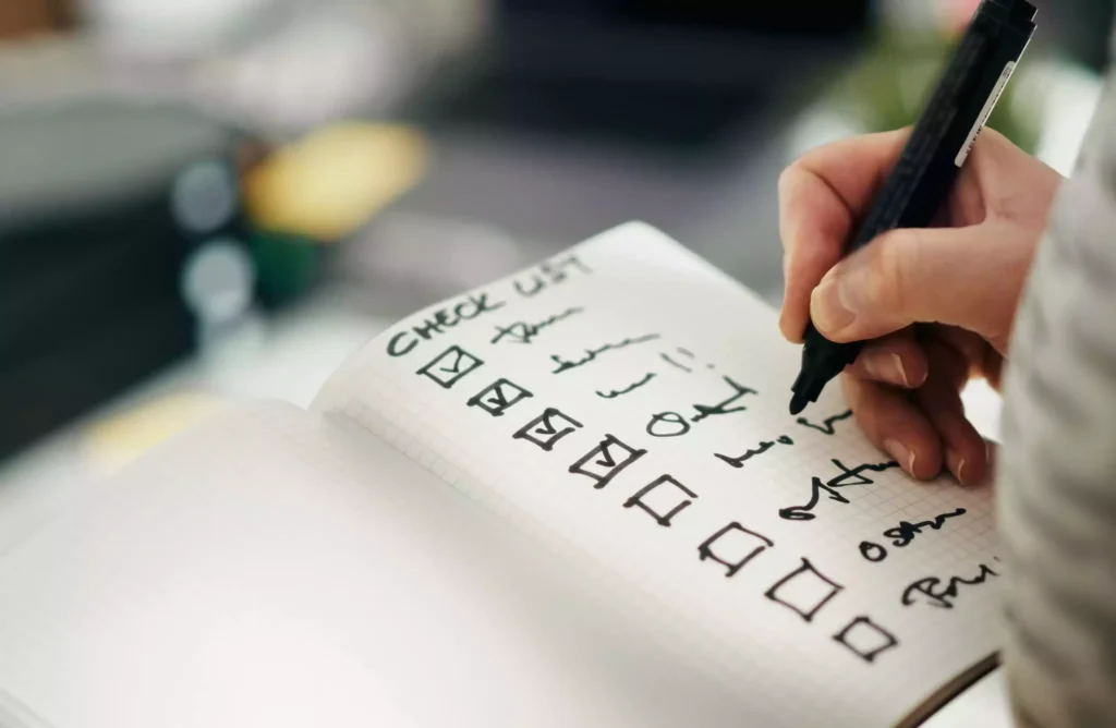 Checklist em agenda 2026 para organizar metas do ano