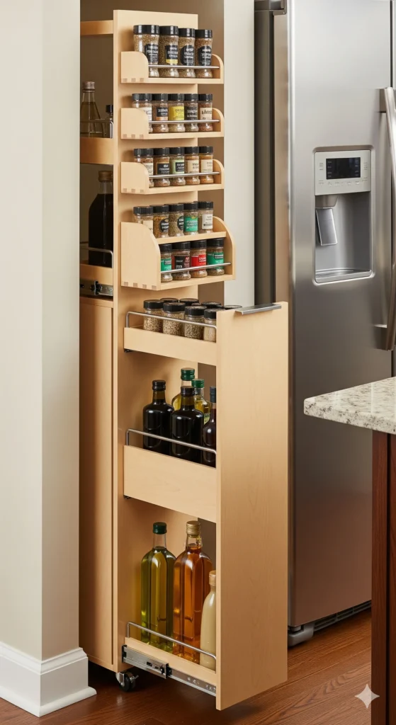 Armário organizador cozinha vertical estreito para temperos