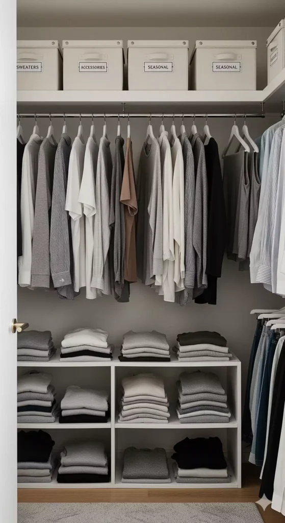 Closet organizado como parte do processo de arrumar a casa