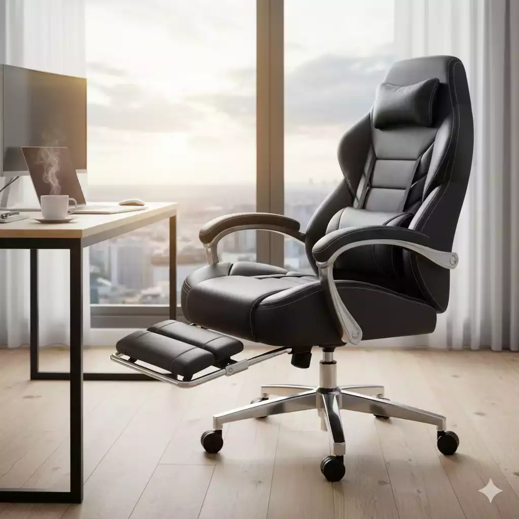 Cadeira reclinável ergonômica home office com apoio para pés