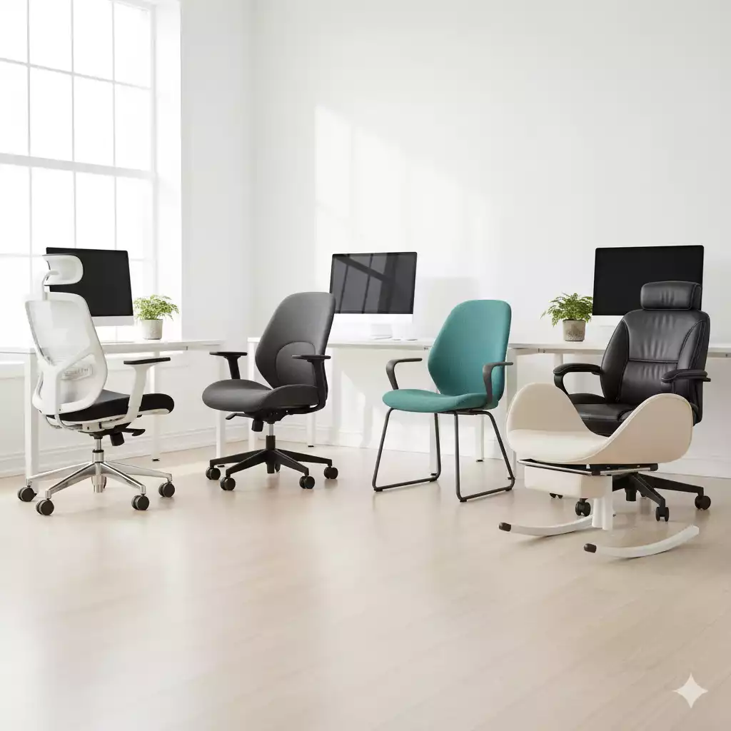 Cadeiras ergonômicas home office em ambiente moderno
