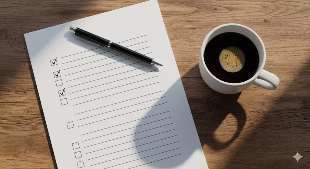 checklist prático impresso para aplicar a organização na casa