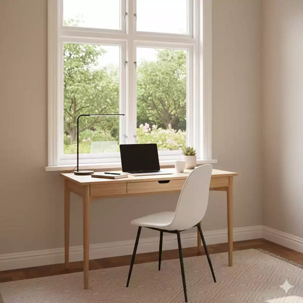 mesa de escritório compacto perto da janela