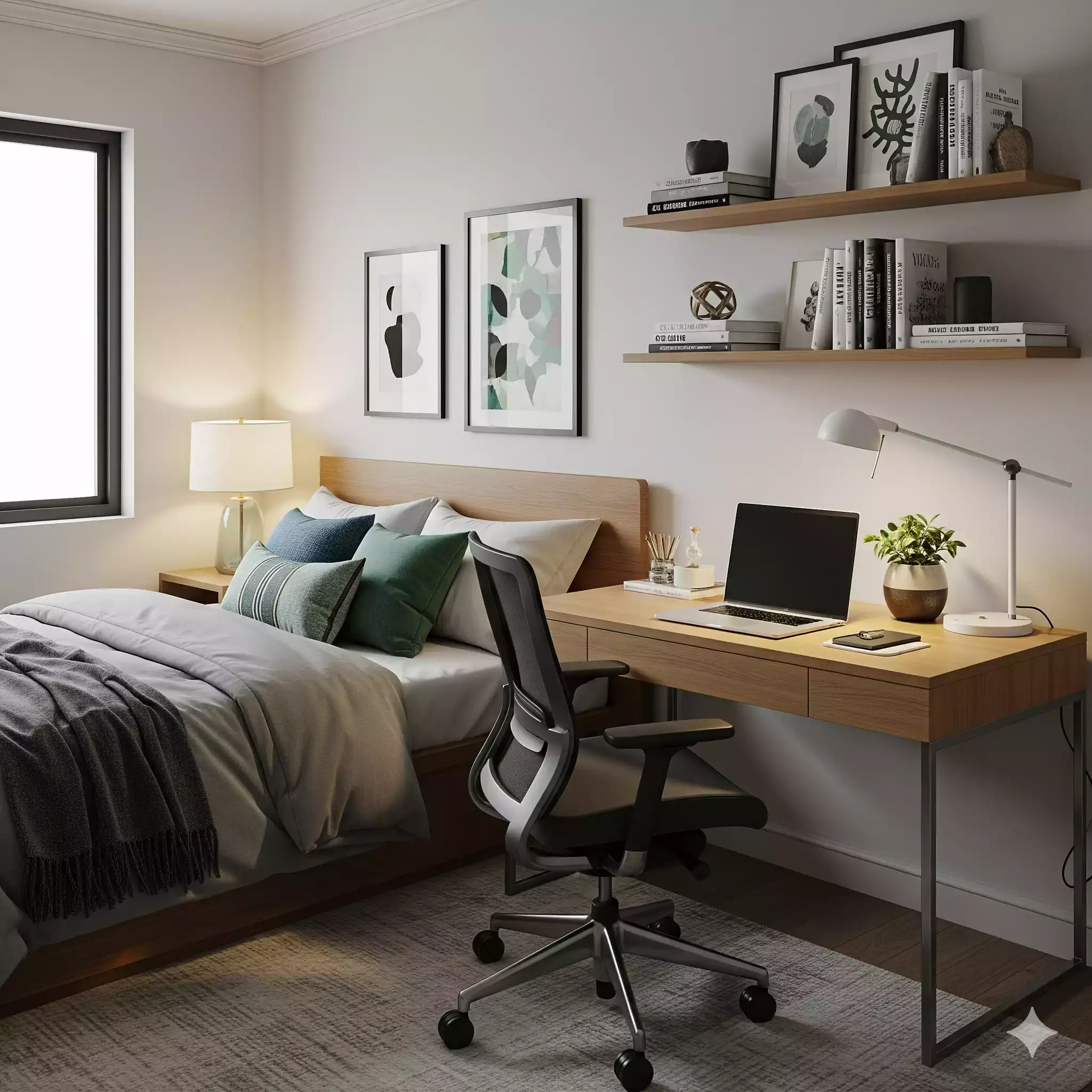 Escritório no quarto integrado à decoração