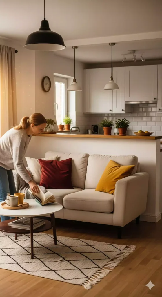 organização na casa em sala e cozinha para criar impacto visual imediato