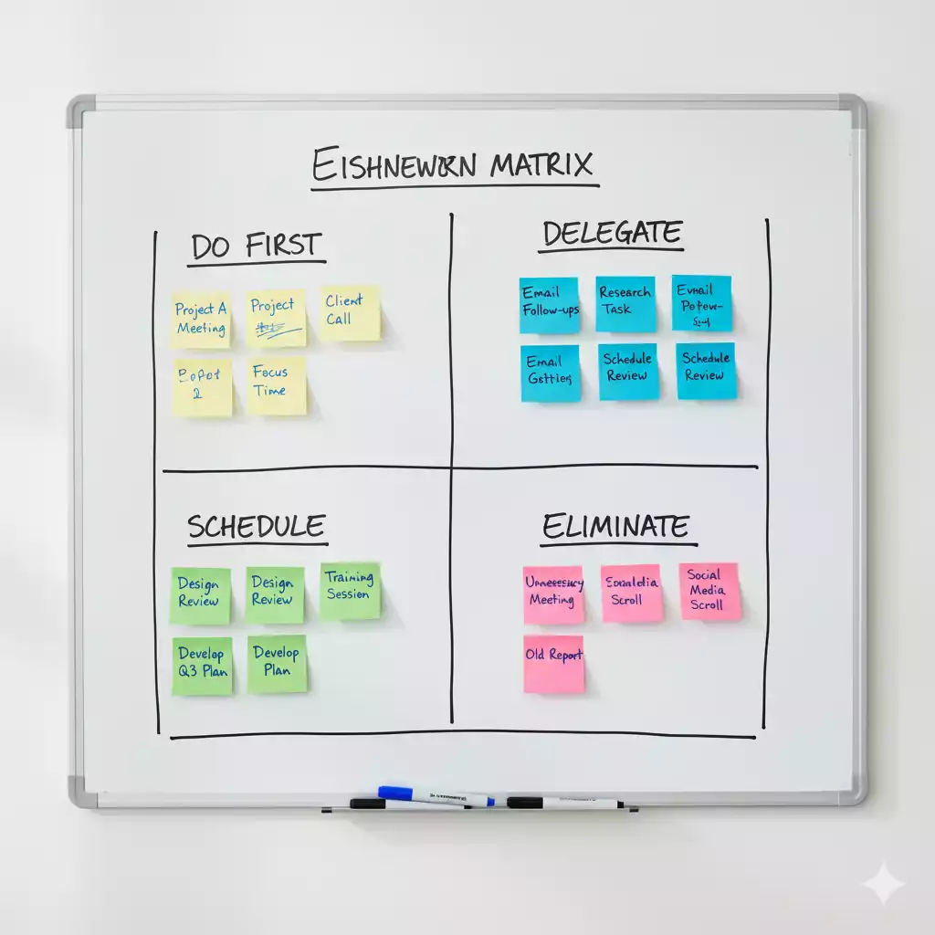 Matriz do método Eisenhower aplicada na organização profissional