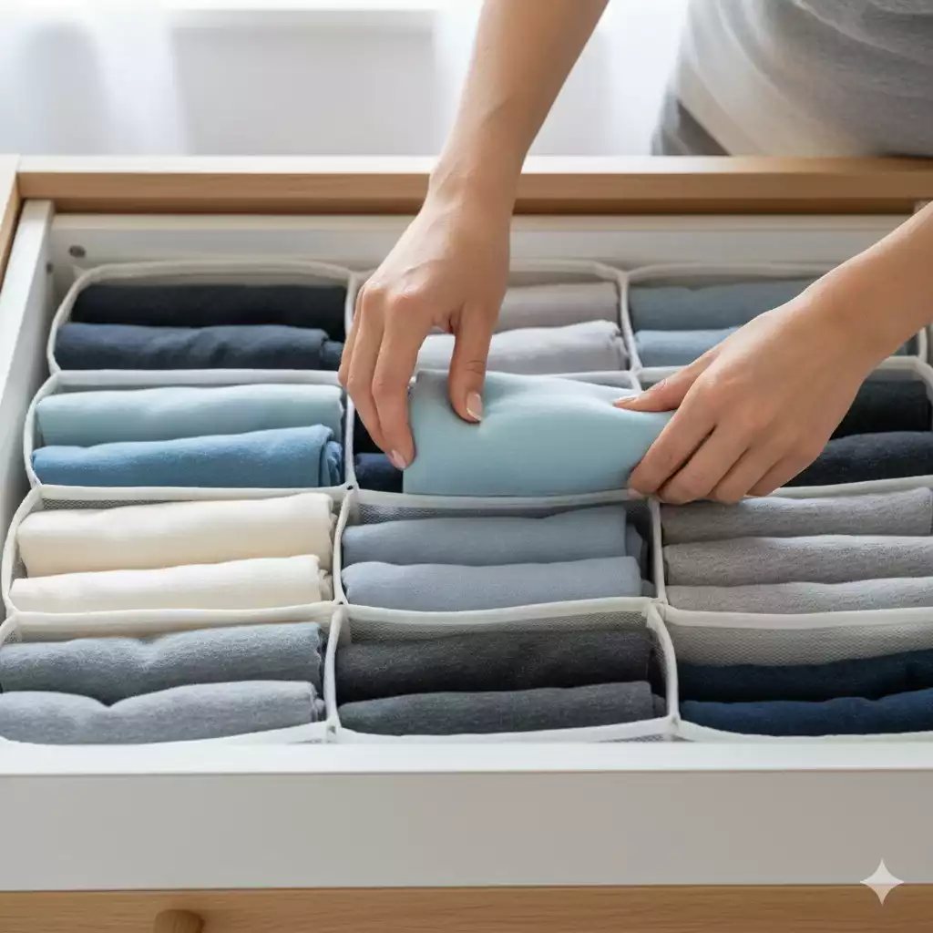 dobrar roupas para organizar guarda roupa