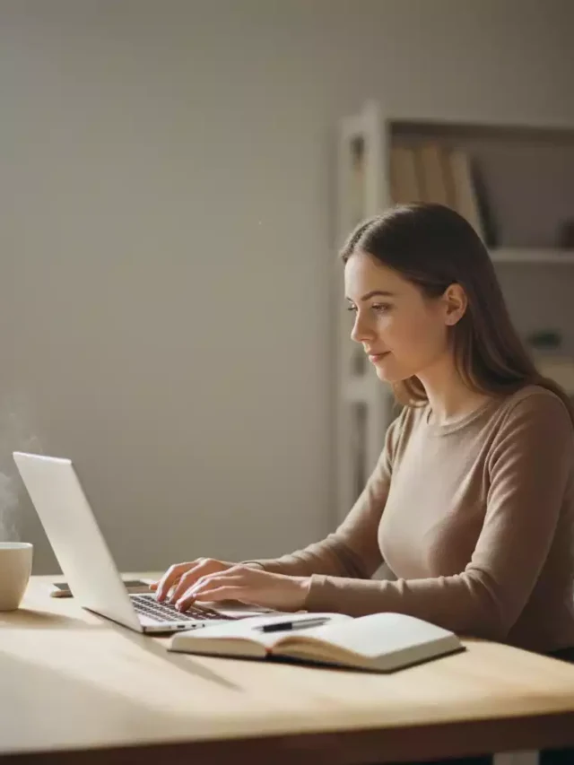Mulher organizando sua rotina produtiva com espaço para aprendizado
