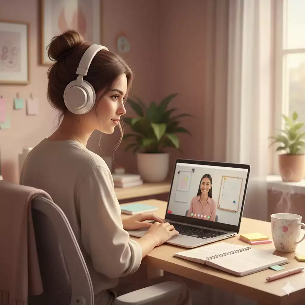 estudante usando vídeos e podcasts como apoio ao estudo foco