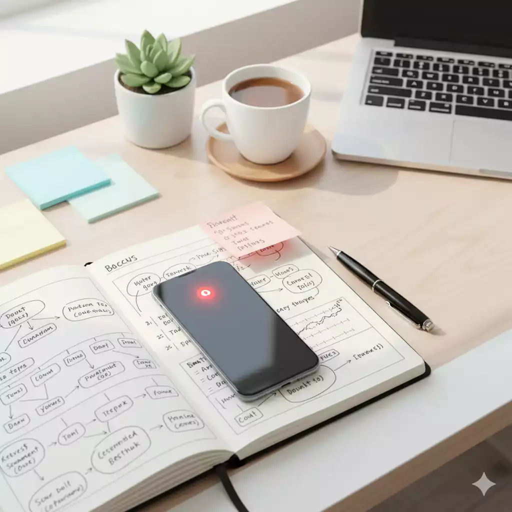 Notificações atrapalhando o foco e objetivo do dia