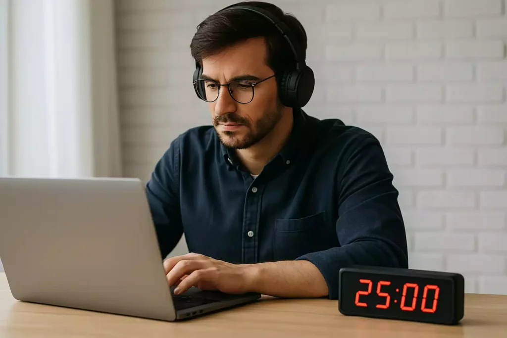 foco na rotina de trabalho usando técnica Pomodoro