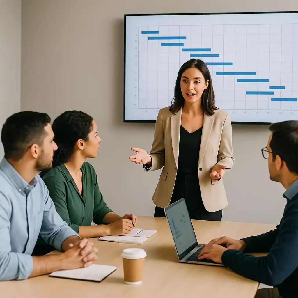 rotina de trabalho de líderes com reuniões e gestão de equipe