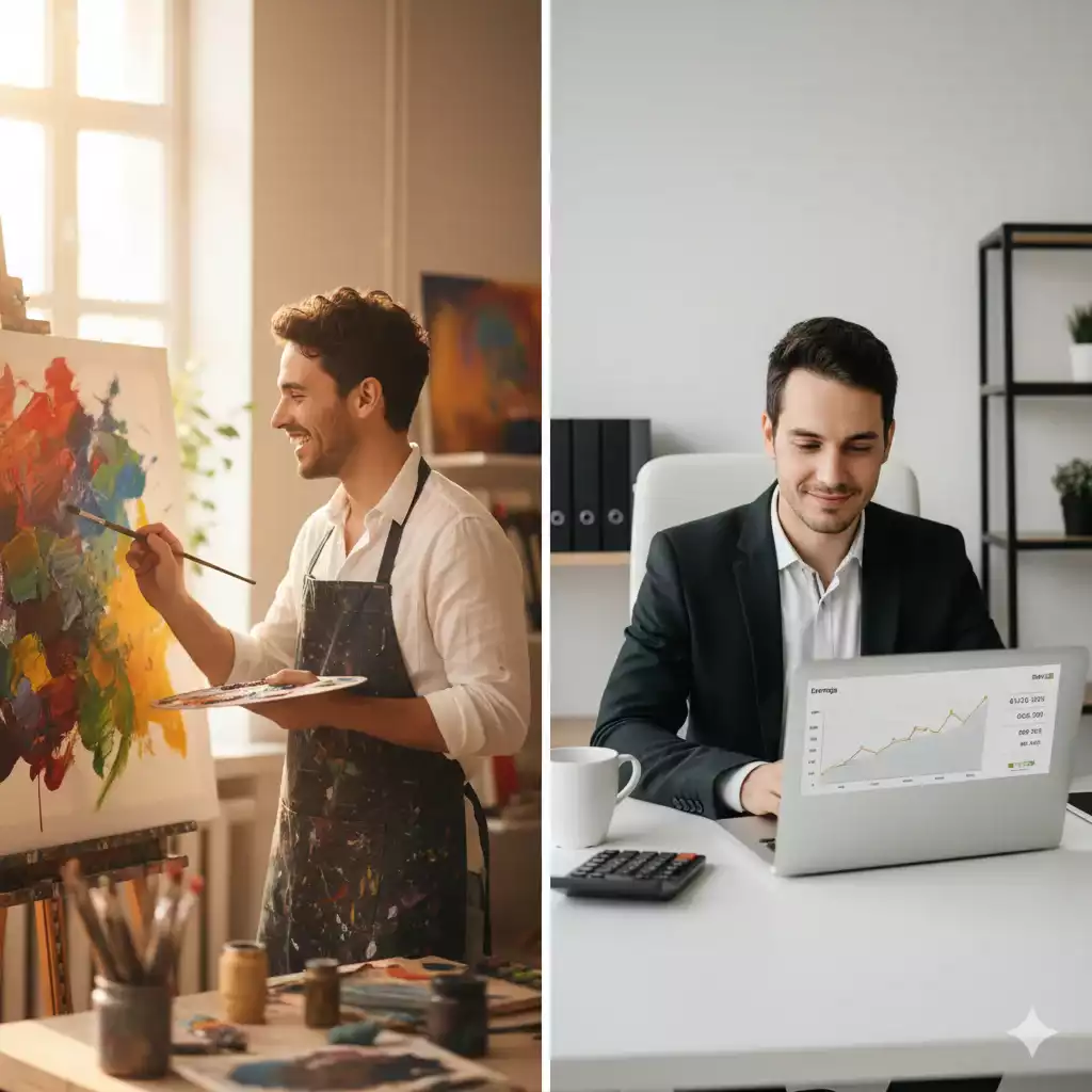 Equilíbrio entre fazer o que ama e ganhar bem.