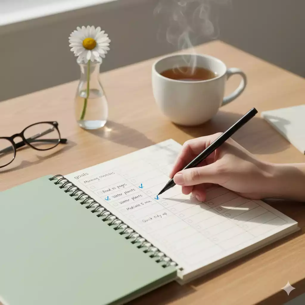 planner aberto com metas para aprender algo novo de janeiro a dezembro