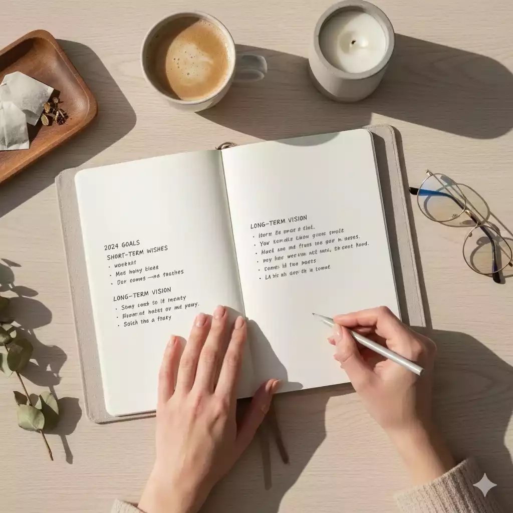 Caderno de metas com reflexões sobre o caminho certo