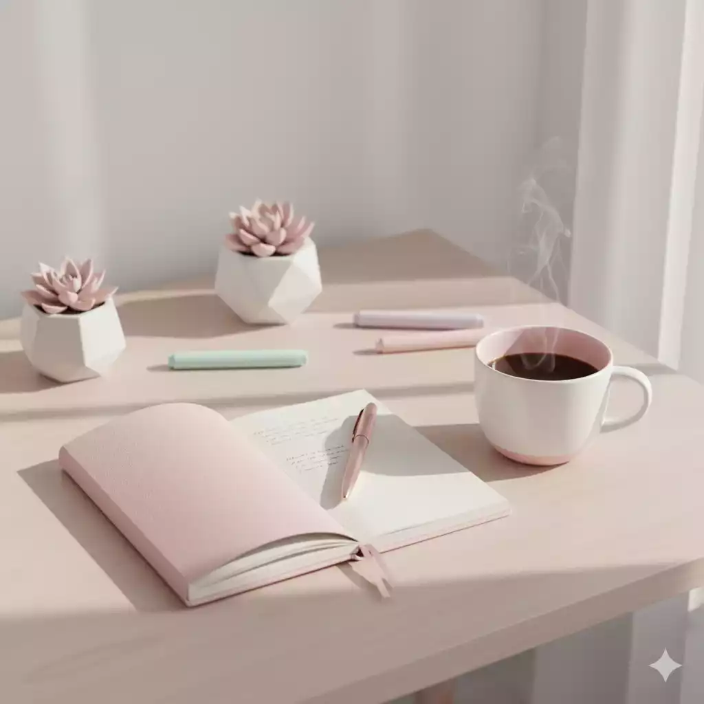 Capa visual leve e feminina que representa o que significa constância com foco e serenidade