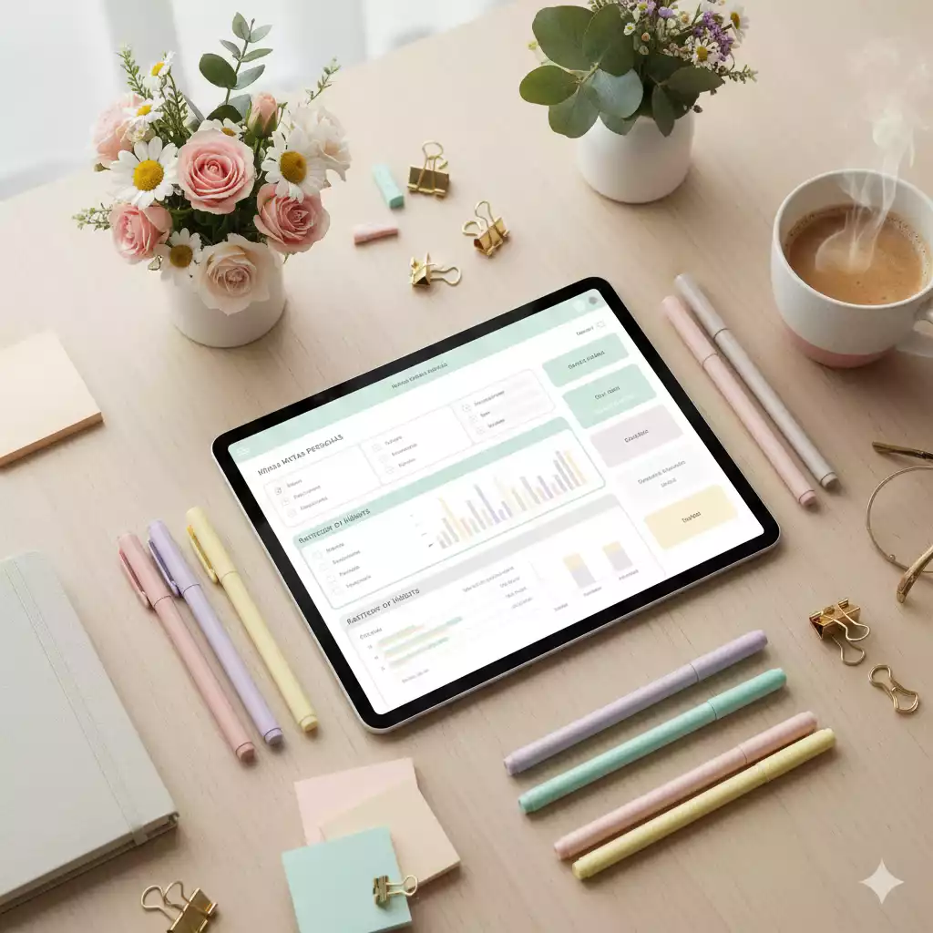 Capa do artigo com planner feminino e objetos delicados sobre metas pessoais