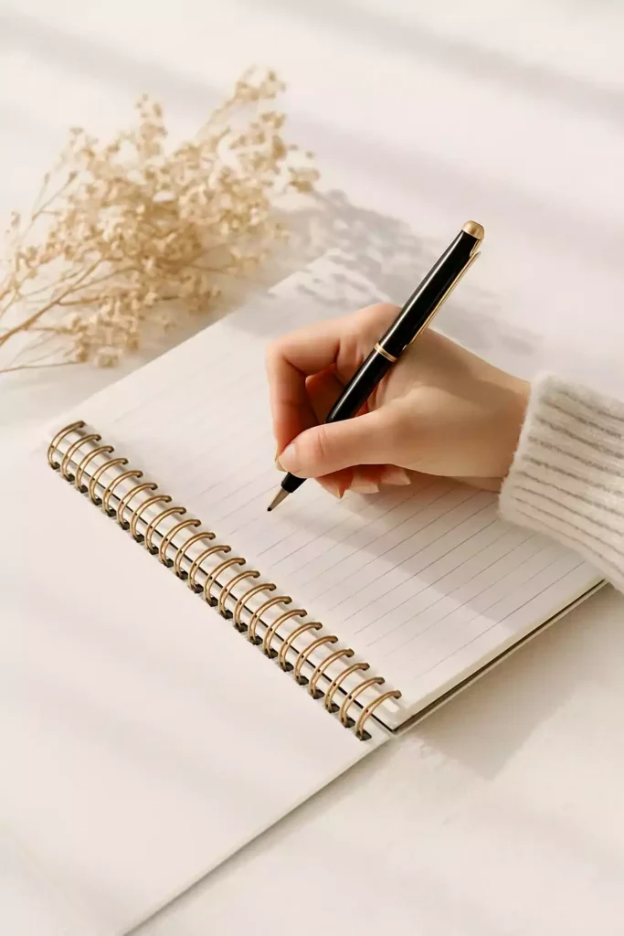 mulher escrevendo reflexões para encerrar ciclos em 2025