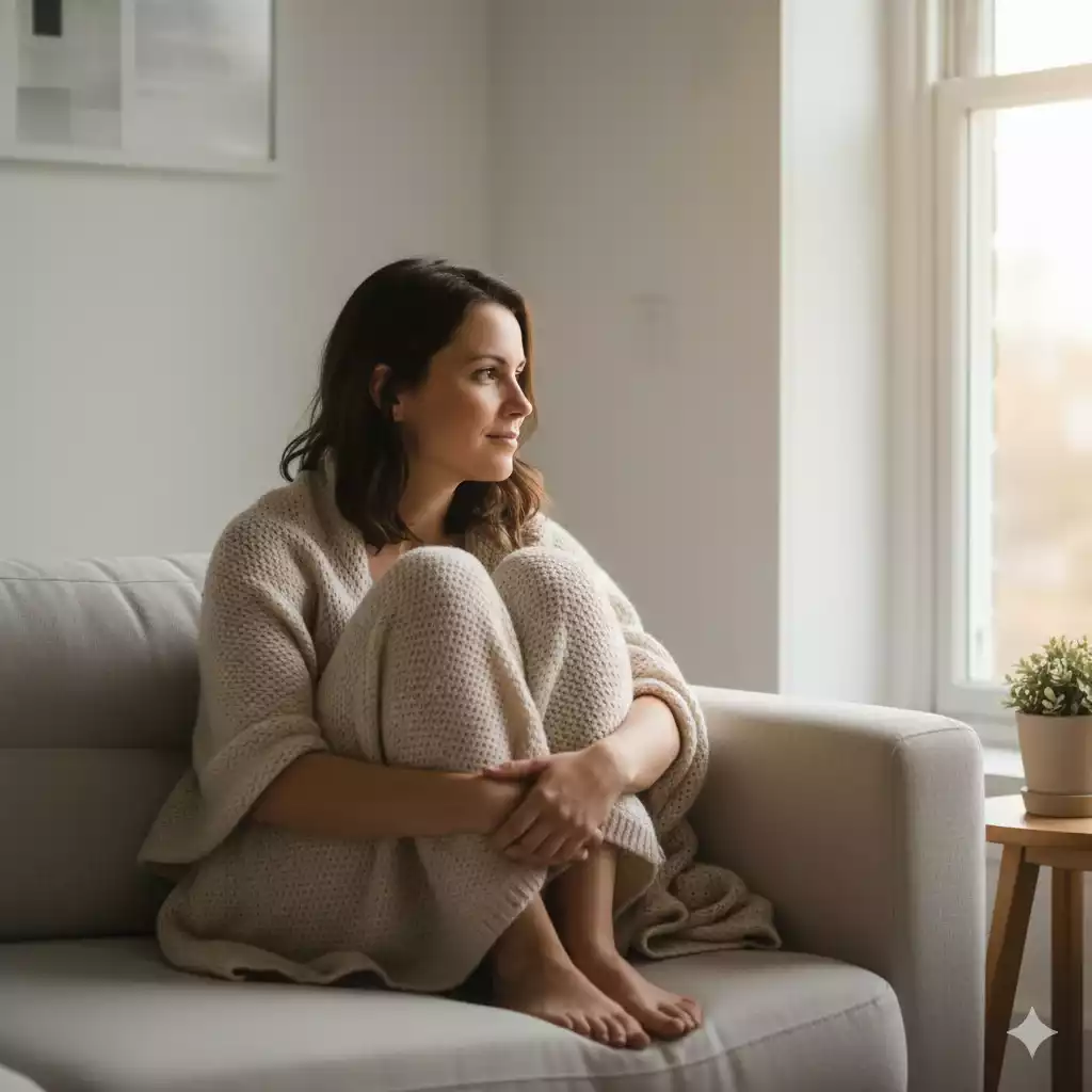 mulher refletindo sozinha sobre como encerrar ciclos difíceis