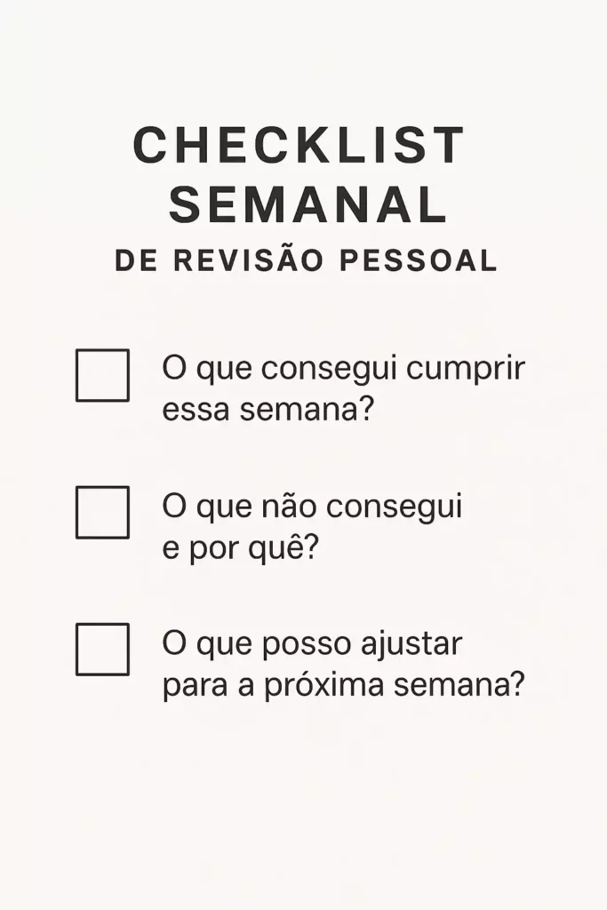 checklist semanal para revisar metas individuais