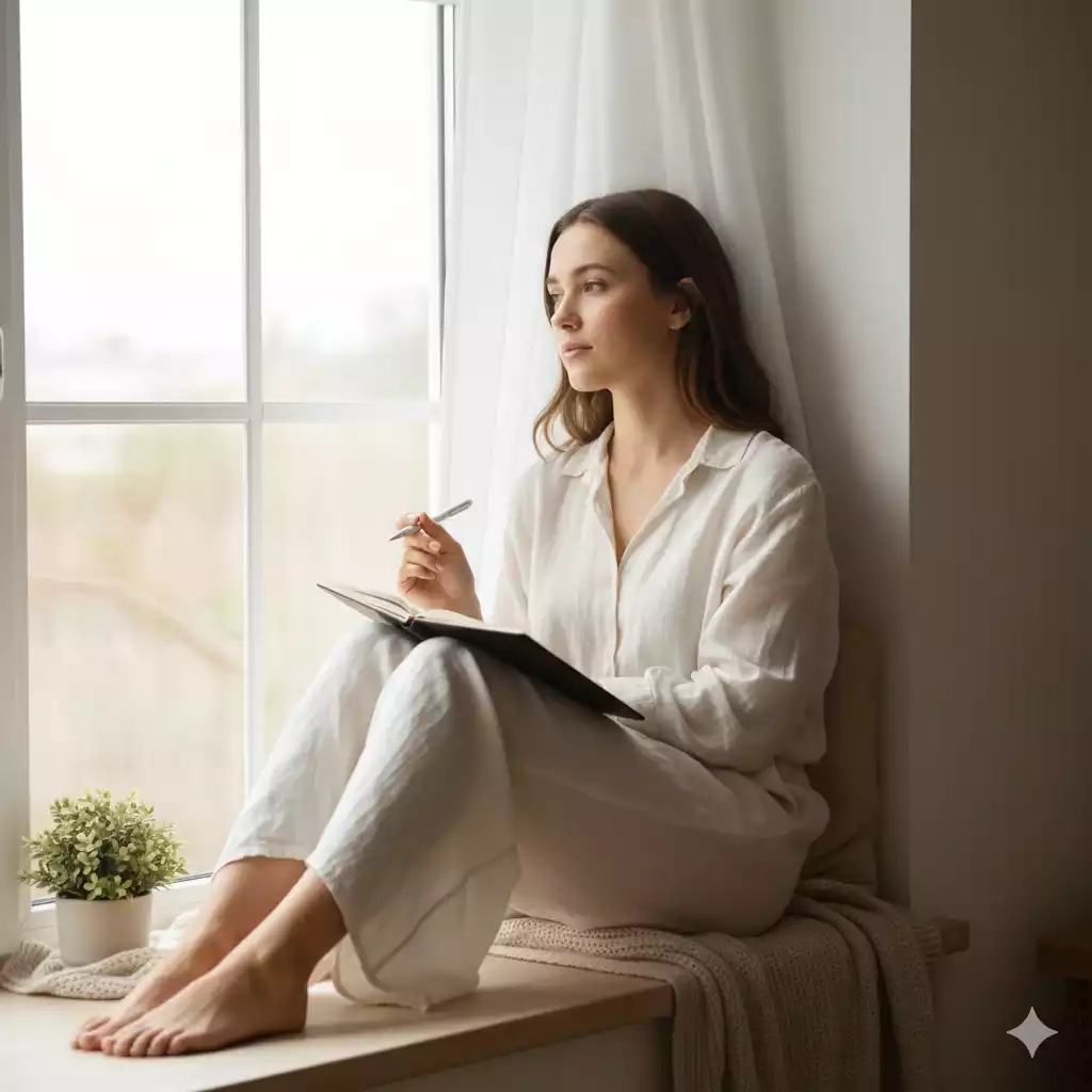 mulher refletindo sobre como aprender a avaliar