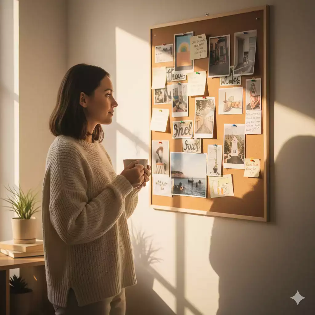 mulher planejando metas e visualizando seu propósito