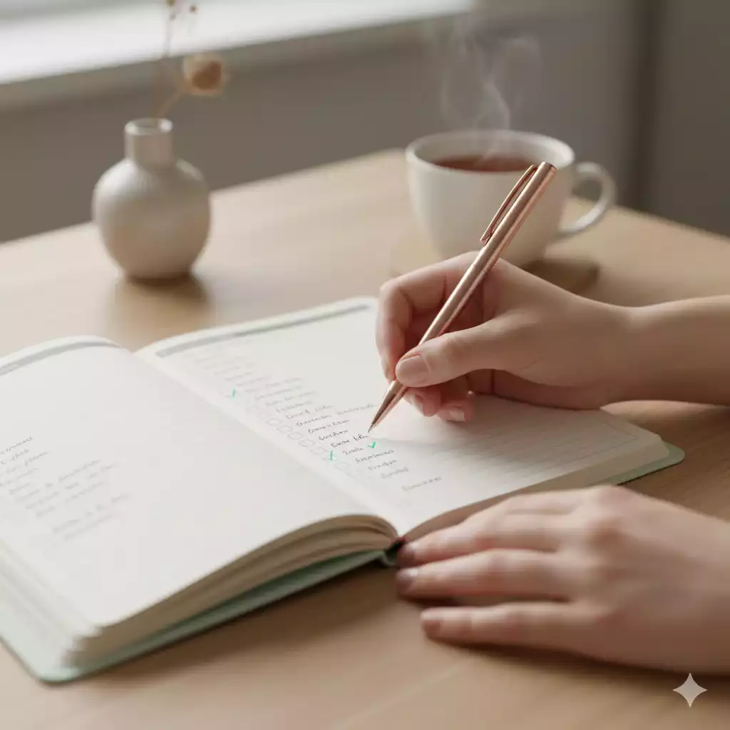 Checklist mostrando passo a passo prático para alcançar metas com consistência