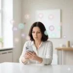 Vai ter aula amanhã: mulher confusa analisando informações desencontradas no celular