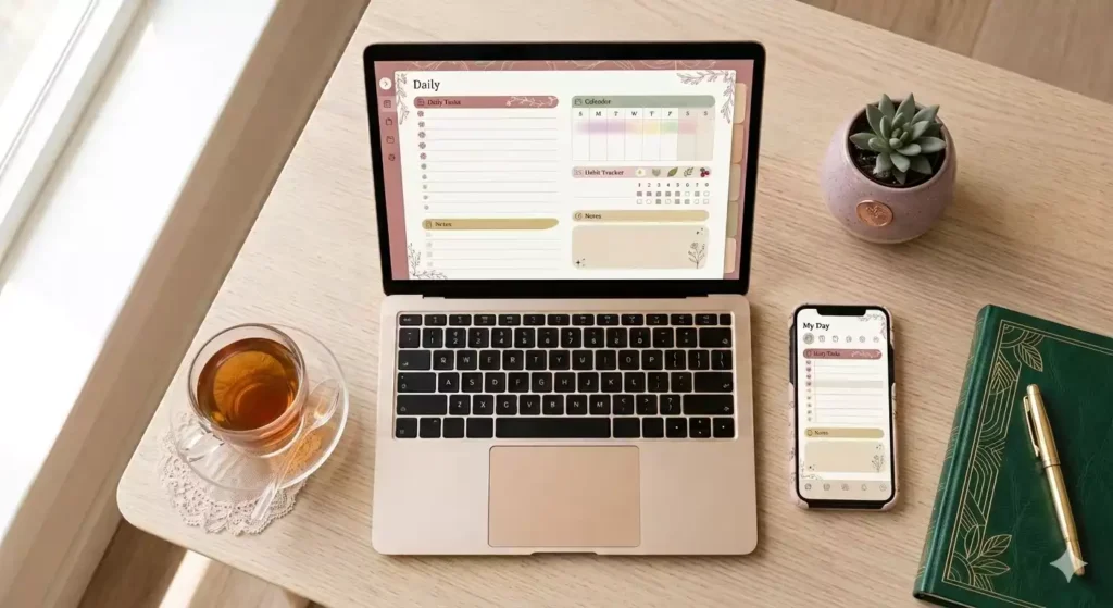 planner digital no notion com seções personalizadas